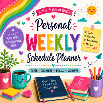 Colorful Fun Personal Weekly Schedule Planner